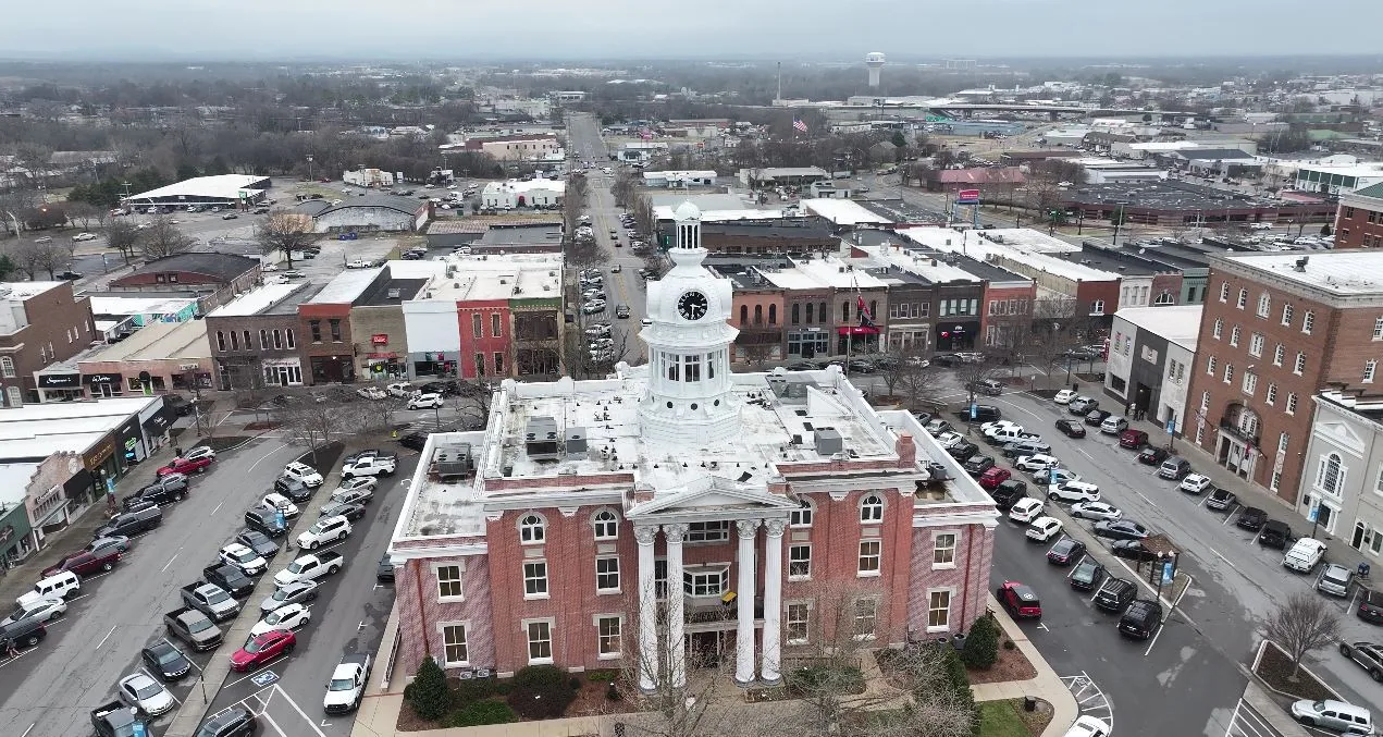 Rutherford County Courthouse on the Murfreesboro square from above Rutherford County Courthouse on the Murfreesboro square from above